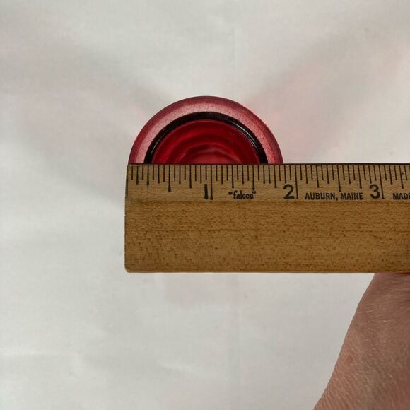 DPS Circles 8 1/2" Round Bubbles Ruby Red Glass Bud Vase Home Decor Vintage - Picture 8 of 10